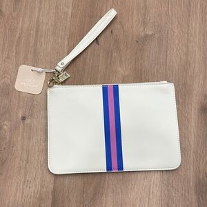 Grace & Kate Elegant White Wristlet with Vibrant Stripes